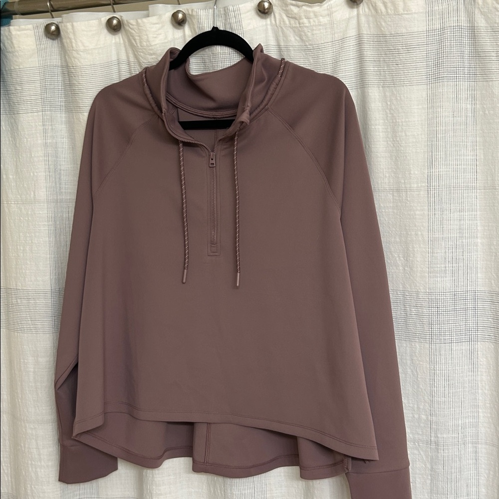 Avia cropped scuba 3/4 zip long sleeve shirt women's size XL 16/18 25x33 x23